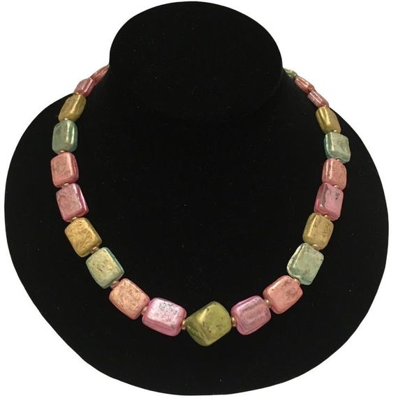 Vintage Jewelry - Vintage Painted Glass Bead Necklace
